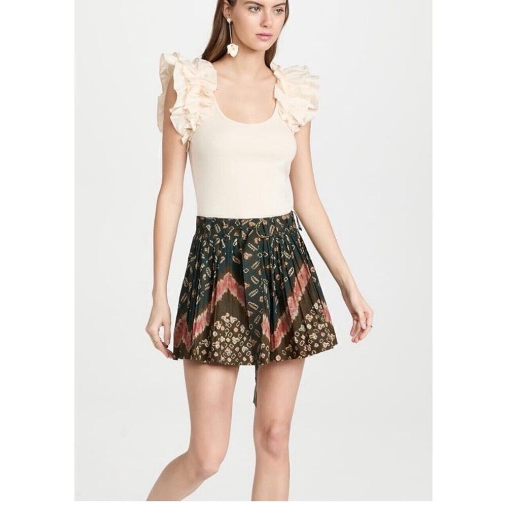 Ulla Johnson Koa Top in Cream Ribbed Knit Ruffle Cap Sleeve Size P Petite - Picture 2 of 10